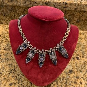 Large Gothic Rhinestone Faux Sapphire and Blue Topaz Statement Necklace Choker